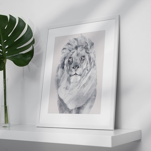 Watercolor Lion Portrait Wall Art Illustration Print Poster Unframed - Picture 3 of 6